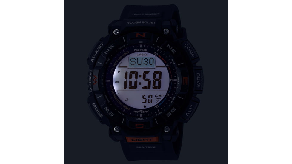 Casio Outdoor Casio Pro Trek Solar Watch Triple Sensor Watching Featuring an Altimeter, Barometer, Digital Compass, Thermometer and 100M WR - Mens, Black, One Size, PRG340-1