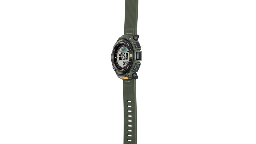 Casio Outdoor Casio Pro Trek Solar Watch Triple Sensor Watching Featuring an Altimeter, Barometer, Digital Compass, Thermometer and 100M WR - Mens, Green, One Size, PRG340-3