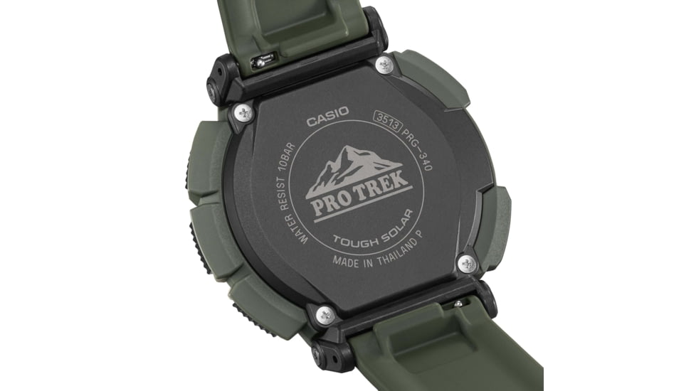 Casio Outdoor Casio Pro Trek Solar Watch Triple Sensor Watching Featuring an Altimeter, Barometer, Digital Compass, Thermometer and 100M WR - Mens, Green, One Size, PRG340-3