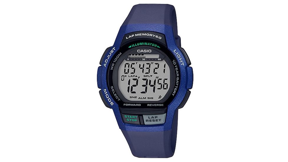 Casio Outdoor Womens W-S1000 Runner Series Watch, Black/Blue, WS1000H-2AV