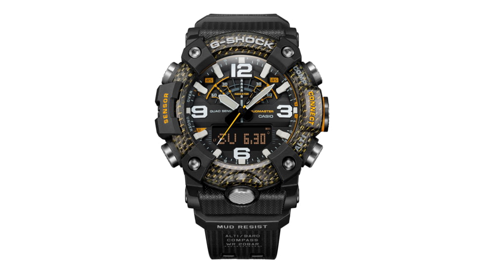Casio Tactical G-Shock Mudmaster Ani-Digi Watch, Black/Yellow, One Size, GGB100Y-1A