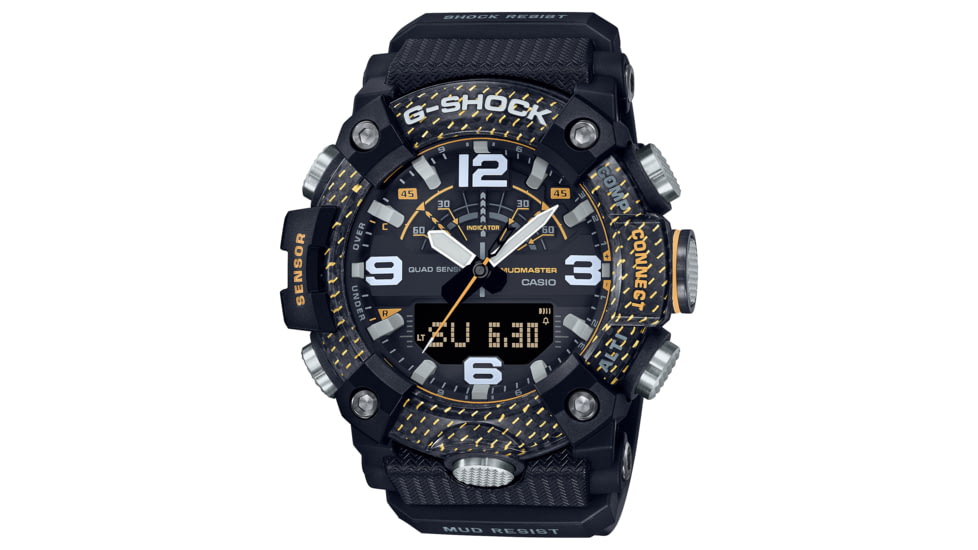 Casio Tactical G-Shock Mudmaster Ani-Digi Watch, Black/Yellow, One Size, GGB100Y-1A
