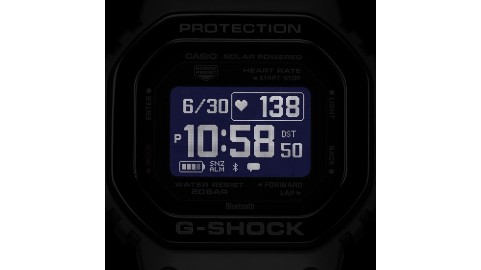 Casio Tactical G-Shock Solar-Powered Move Series Watch w/Heart Rate and Smartphone Link Connectivity - Mens, Black, One Size, DW-H5600MB-1CR