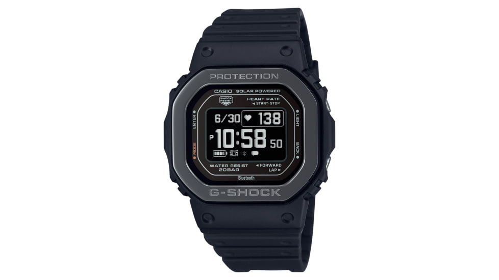 Casio Tactical G-Shock Solar-Powered Move Series Watch w/Heart Rate and Smartphone Link Connectivity - Mens, Black, One Size, DW-H5600MB-1CR