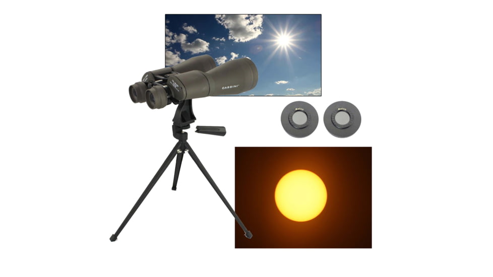 Cassini 10-30 x 60mm Porro Prism Zoom Binoculars w/ Solar Filter Caps, Gray, C-103060SF