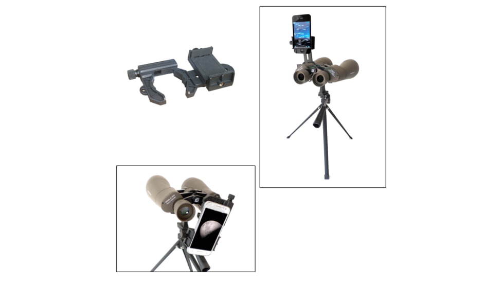 Cassini 15 x 70mm Binoculars Solar Filter Caps w/ Smartphone Adapter, Gray, SS-C1570SF