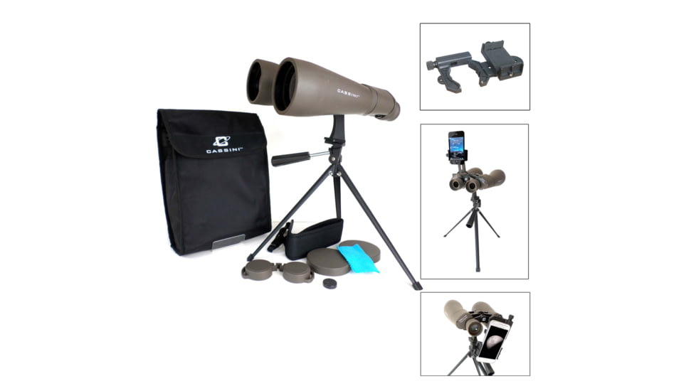 Cassini 15 x 70mm Binoculars Solar Filter Caps w/ Smartphone Adapter, Gray, SS-C1570SF