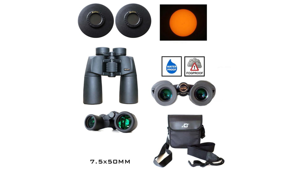 Cassini 7.5 x 50mm Porro Prism Water Proof Binoculars, Black, C-P7SF