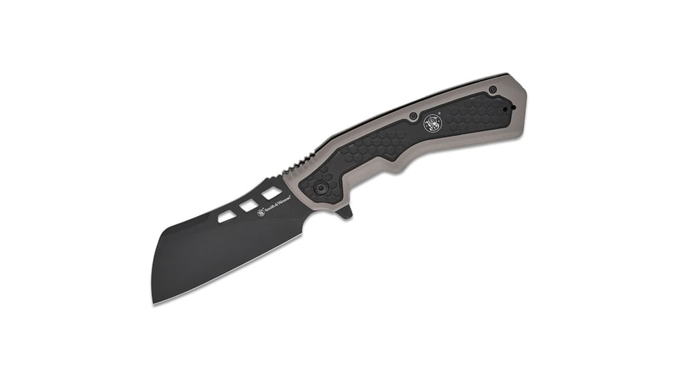 Old Timer Smith &amp; Wesson Extraction and Evasion Assisted Folding Knife 3-1/2 Cleaver Blade Black C62AFBDB, PF1205012
