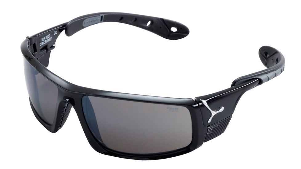Cebe Ice 8000 Sunglass Shiny Black Frame, 1500 Grey Flash AR Lens CBICE80007