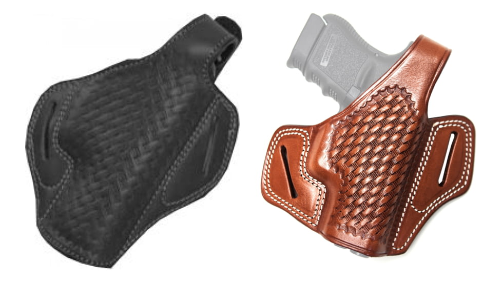 Cebeci Arms Taurus Leather Basketweave Pancake Holster 20948, Black, Tan