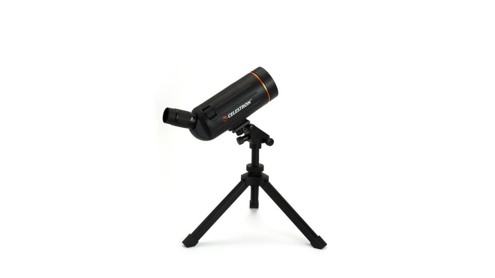 Celestron C70 Mini Mak 25-75x Zoom Angled Spotting Scope, Black w/ Table Tripod 52238