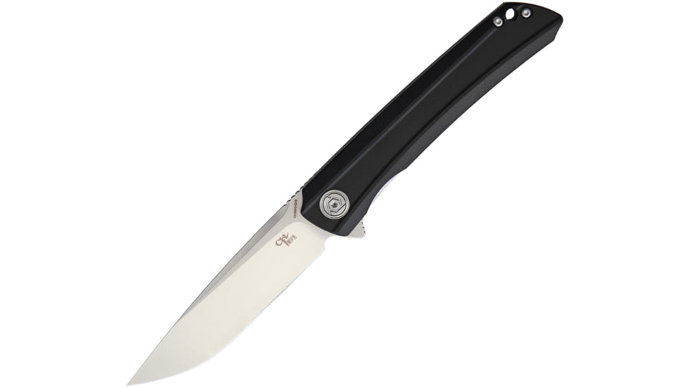 CH Knives Linerlock Black Folding Knife, 3.88 satin finish D2 tool steel blade, Black G10 handle, CH3002 BLACK HANDLE
