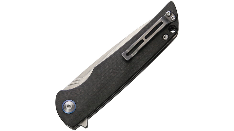 CH Knives Linerlock CF Folding Knife, 3.5in Satin Vg-10 SS Blade, Pocket Clip, Carbon Fiber G10 Laminate Handle, CH3510CF