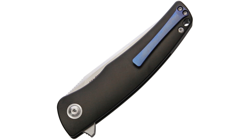CH Knives Linerlock Folding Knife, 3.5in Satin 154Cm SS Blade, Black Titanium Handle, Pocket Clip, CH3006