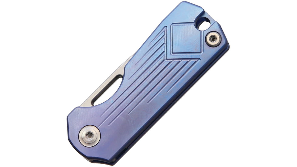 CH Knives Toad Slip Joint Folding Knife, 1.75in Mirror Aus-8 SS Blade, Blue Anodized Titanium, CHTOAD