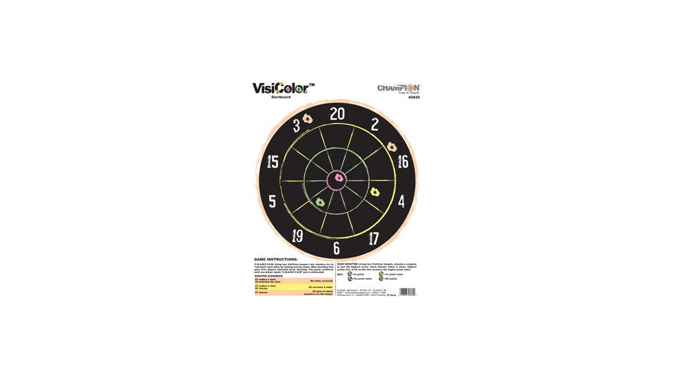 Champion Target VisiColor Dartboard High-Visibility Paper Targets