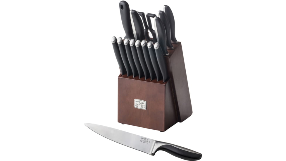 Chicago Cutlery Avondale 16pc Kitchen Set Knife, Satin finish stainless handle with black polymer i, 1122384