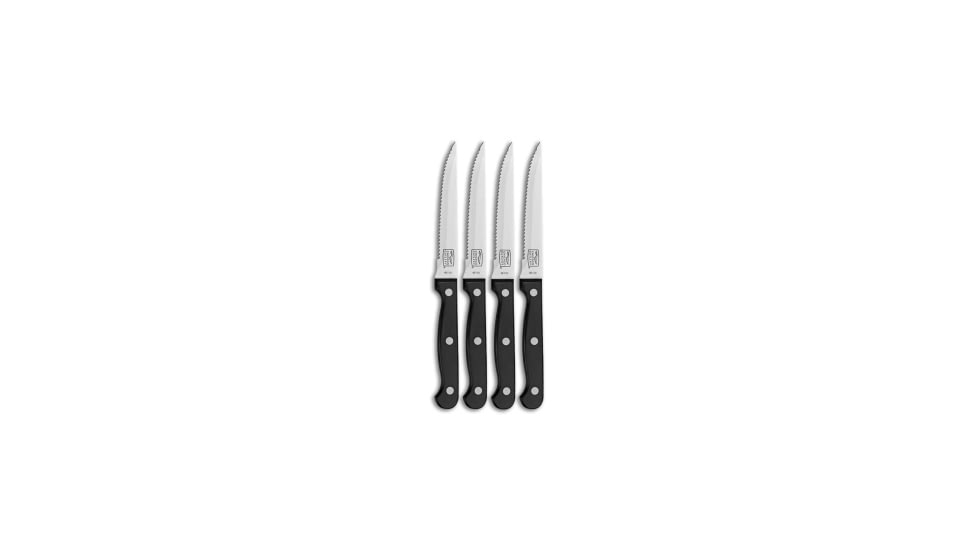 Chicago Cutlery Chicago Cutlery Steak Knife Set Black Polymer 4.50" SW Serr, Black, Stainless Steel, adult, BHQ-41589