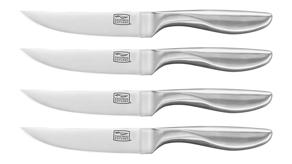 Chicago Cutlery Clybourn Steak Knives, 4.5 satin finish high carbon stainless blade, Brushed stainless handle, 1132341