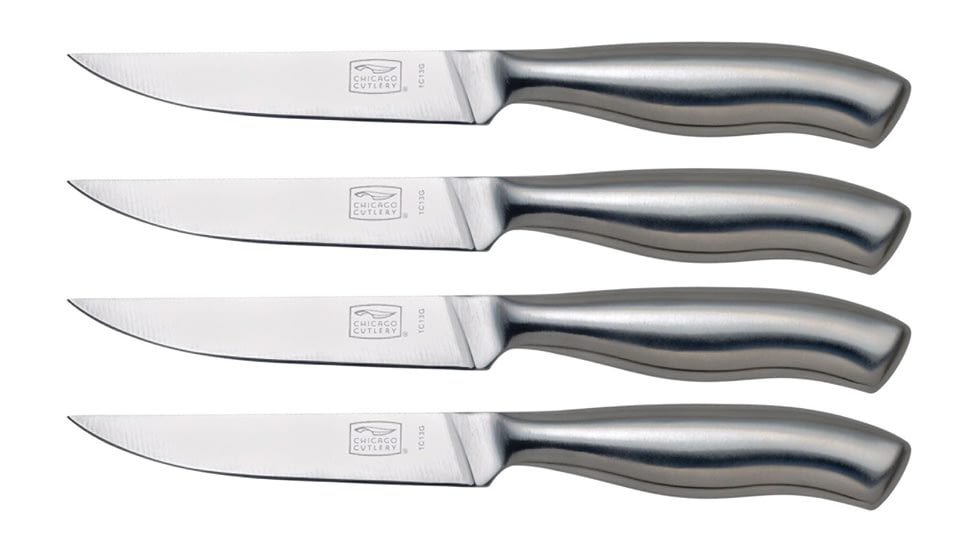 Chicago Cutlery Insignia Steak Knife Set, 4.5 satin finish high carbon stainless blade, Satin finish stainless handle, 1094286