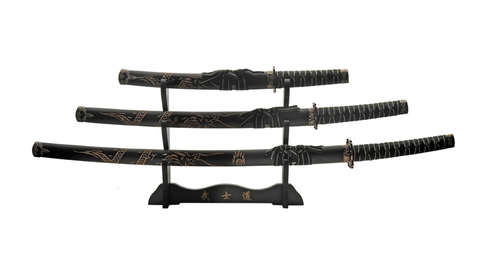 China Made 3 Pc Black Dragon Katana