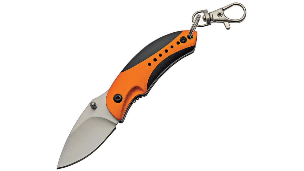China Made Camper Linerlock Orange Folding Knife, 1.75 satin finish 440 stainless blade, Black and orange aluminum handle, 211516-OR