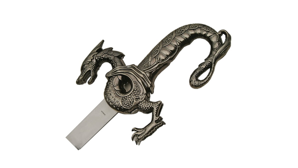 China Made Dragon Sword W/Scabbard, Dragon Sword, 35.75in Overall, 28.25in Satin SS Blade, Silver Sculpted Aluminum Handle, Silver, 926916