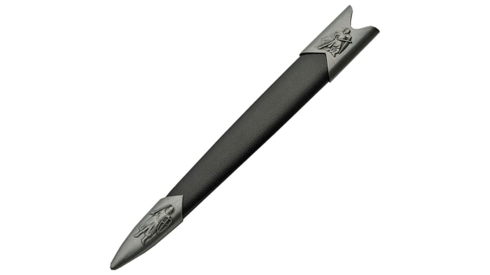China Made Knights Dagger, 12.75in Overall, 7.75in Satin Unsharpened SS Blade, Black/Gray Synthetic Handle, Metal Alloy Guard And Pommel, Black Synthetic Scabbard, 211445-SL
