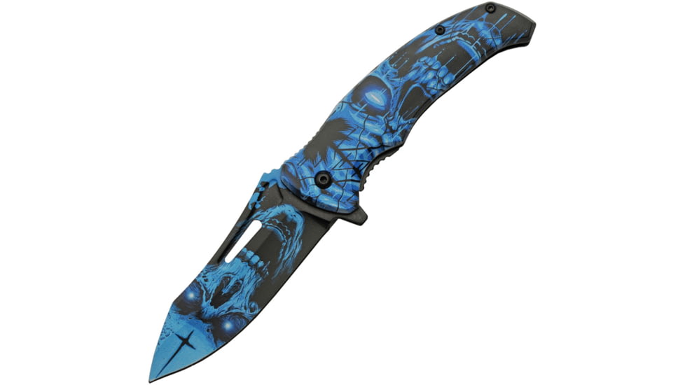 China Made Skull Linerlock A/O Blue