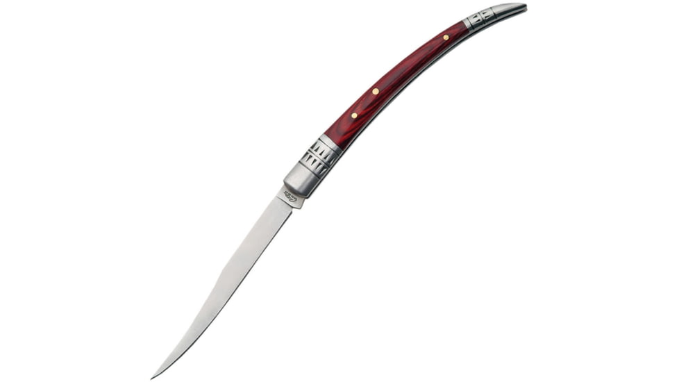 China Made Spanish Fruit Knife Pakkawood Folding Knife, 3.75in Satin SS Blade, Brown Smooth Pakkawood, Brown, 210662-5