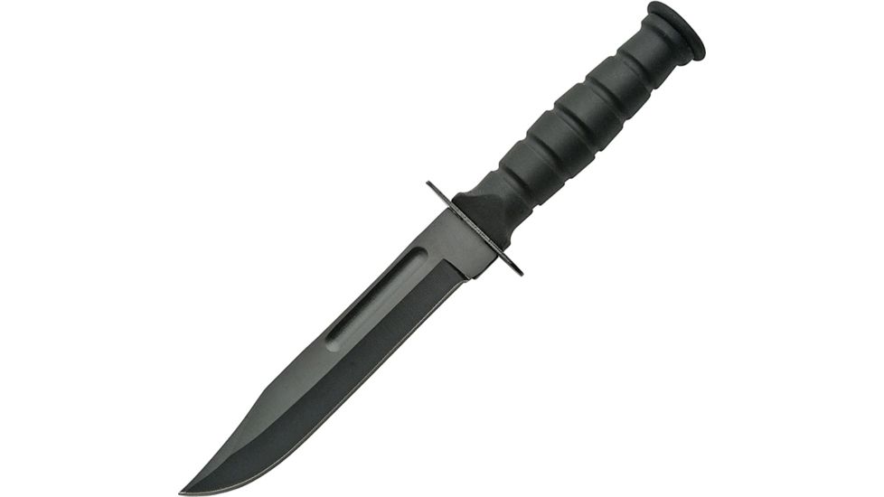 China Made Survival Fixed Blade Black Fixed Blade Knife, 4.25in, Clip Point, Black, Rubber Handle CN211360BK