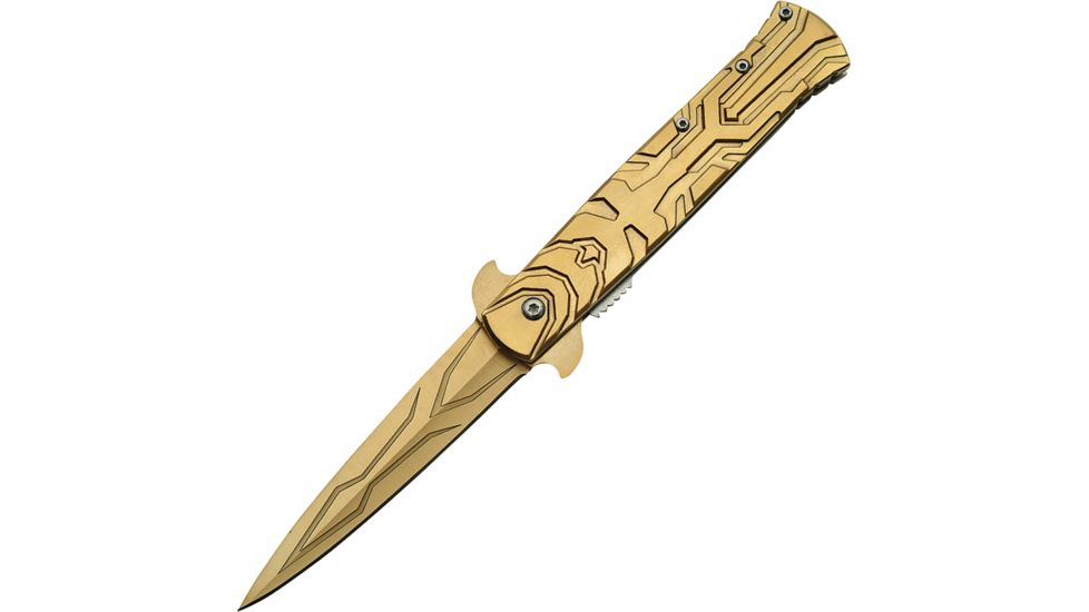 China Made Transform I A/O Gold Folding Knife,3.75in,Stainless Steel,Gold Titanium,Gold,Titanium Stainless Handle CN300346GD