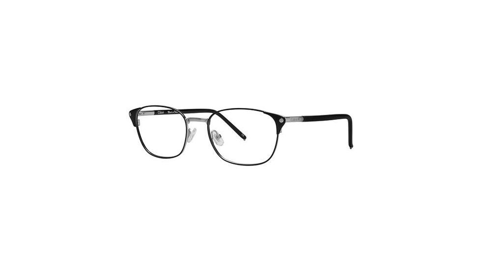Chloe CL1178 Single Vision Prescription Eyeglasses - Frame Black/silver, Size 52/18mm CL117801