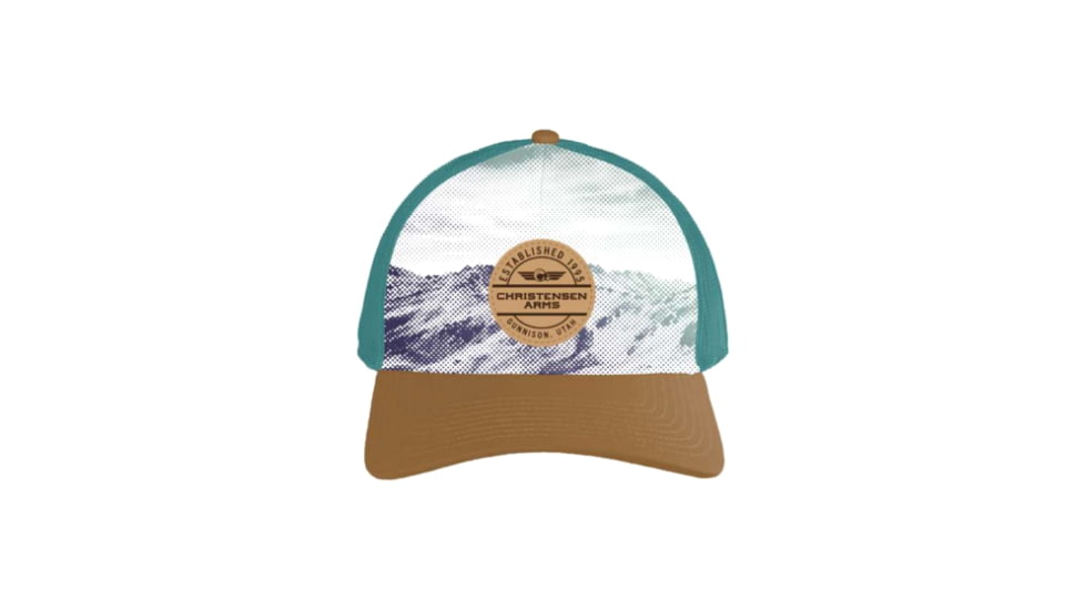 Christensen Arms Mountainscape Leather Trucker - Mens, Dark Khaki/Teal, OSFM, 730-CAH22-00-02-601-00
