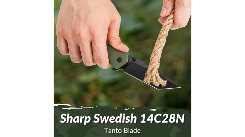 CIVIVI Button Lock Brazen Folding Knife, 3.4 in Blade, Carbon Steel, OD Green, C19059C-2
