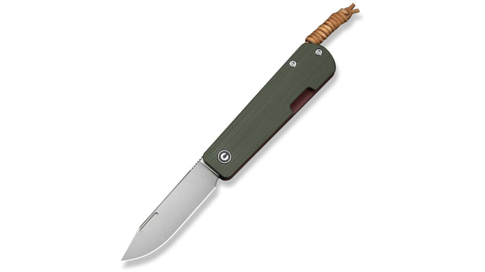 CIVIVI Slippy Sendy Slip Joint Knife Milled Green &amp; Red G10 Handle 2.81inch Satin Finished Nitro-v Blade C24075b-1, With Brown Leather Lanyard Attached