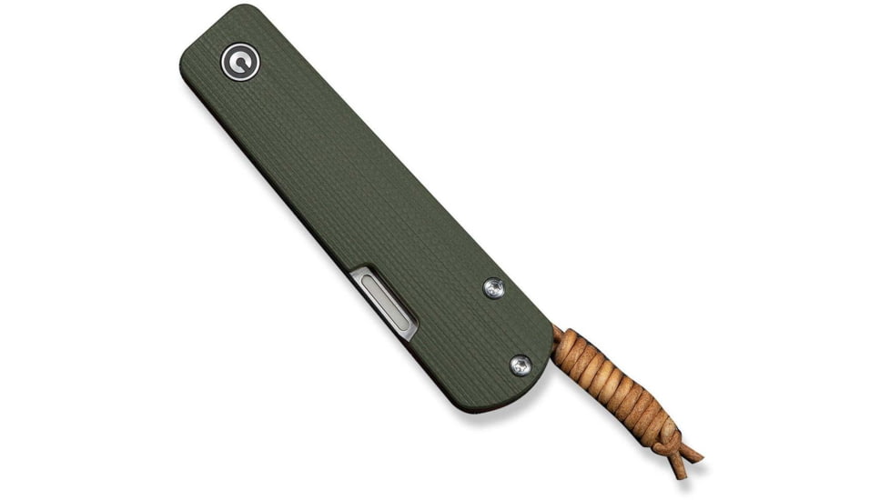 CIVIVI Slippy Sendy Slip Joint Knife Milled Green &amp; Red G10 Handle 2.81inch Satin Finished Nitro-v Blade C24075b-1, With Brown Leather Lanyard Attached