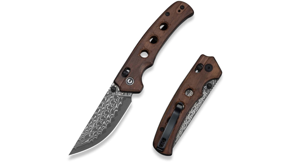 CIVIVI Noctis Folding Knife, 2.98in, Damascus Steel, Straight Back Blade, Guibourtia Wood Handle, C24020C-DS1