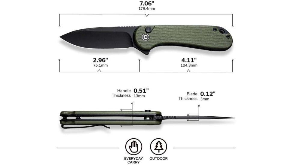 Civivi Knife Mini Praxis 2.98 Od Green G10/black Clam Pack
