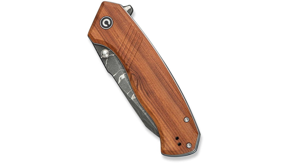 CIVIVI Placoid Flipper &amp; Thumb Stud Knife Guibourtia Wood Handle 3.67inch Damascus Blade C23079-ds1