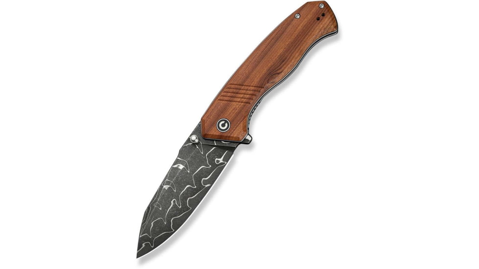CIVIVI Placoid Flipper &amp; Thumb Stud Knife Guibourtia Wood Handle 3.67inch Damascus Blade C23079-ds1