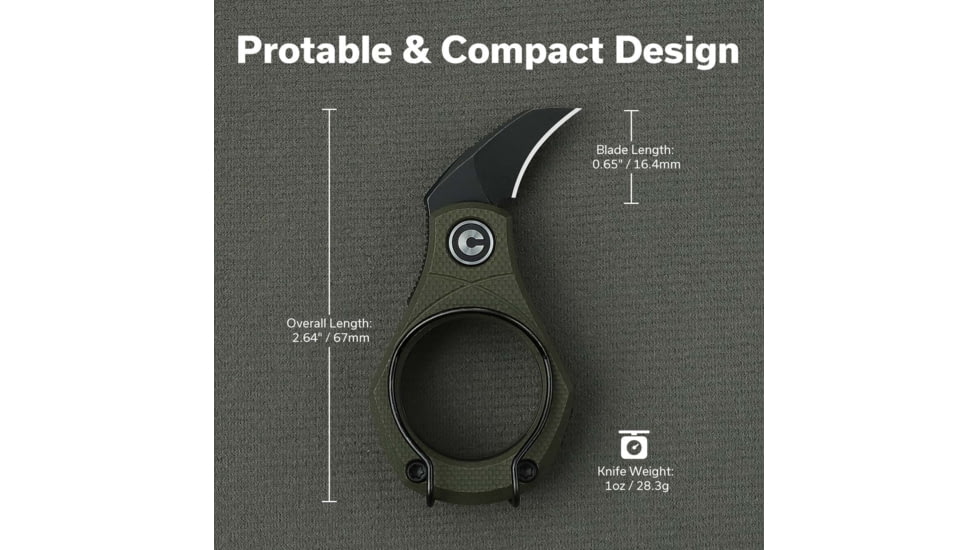 CIVIVI Pyrus Slip Joint Utility Knife Od Green G10 Handle 0.65inch Black Stonewashed 14c28n Blade