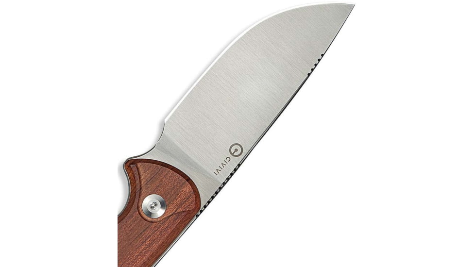 CIVIVI Timberbark Fixed Guibourtia Wood Handle 3.2inch Satin Finished 14c28n Blade C23094-4, With 1pc Black Lanyard, Black Kydex Sheath &amp; T-clip - C23094-4