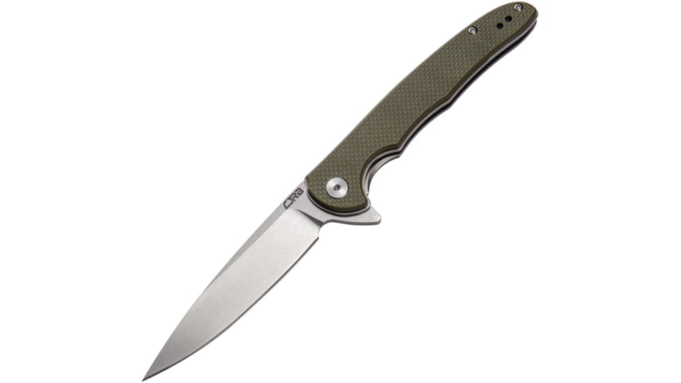 CJRB Briar Linerlock Green Folding Knife, 3.75 stonewash finish D2 tool steel blade, Green textured G10 handle, J1902-GNF
