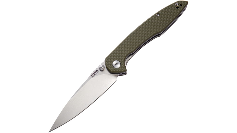 CJRB Centros Linerlock Green Folding Knife, 3.75 stonewash finish D2 tool steel blade, Green textured G10 handle, J1905-GNF