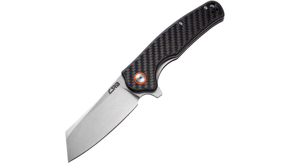 CJRB Crag Linerlock CF Folding Knife, 3.75 stonewash finish D2 tool steel blade, Carbon fiber handle, J1904-CF