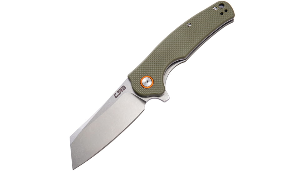 CJRB Crag Linerlock Green Folding Knife, 3.75 stonewash finish D2 tool steel blade, Green textured G10 handle, J1904-GNF