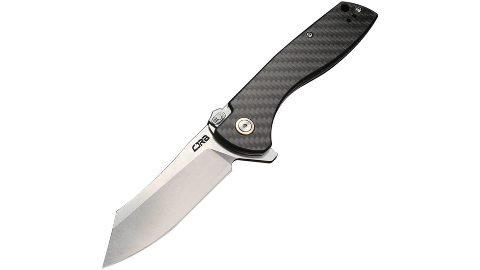 CJRB Kicker Recoil Lock CF Folding Knife, 3.5 stonewash finish D2 tool steel blade, Carbon fiber handle, J1915-CF