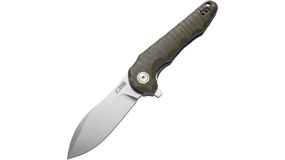 CJRB Mangrove Linerlock Green Folding Knife, 3.5 stonewash finish D2 tool steel blade, Green sculpted G10 handle, J1910-GNC